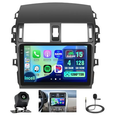 4+128GB Android 15 Car Stereo Radio for Toyota Corolla 2009-2013, Wireless Carplay Andorid auto 9 inch INCELL Touchscreen Stereo Upgrade GPS WiFi Bluetooth 5.0 FM/RDS EQ-32 SWC Backup Camera