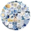 Stickers Aesthetic Waterproof Laptop Stickers Decals for Water Bottle Vintage Scrapbook Stickers for Journals Supplies Journal Planners (Cream Blue) view 2