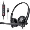 awatrue EH05-U Wired USB Headset with Noise Cancelling Microphone for PC Laptop - Headphones with In-Line Control, Lightweight, Enhanced Sound & MIC Mute view 1