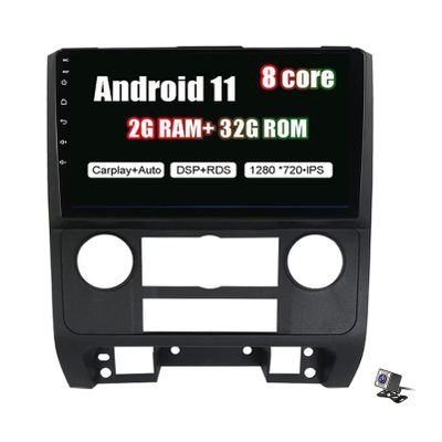 9 Inch Double Din Car Stereo Android 11 Car Radio DVD Player Auto GPS Radio Multimedia Player Head Unit for Ford Escape 2007-2012 Support RDS FM USB DSP Carplay DAB+ WiFi Bluetooth