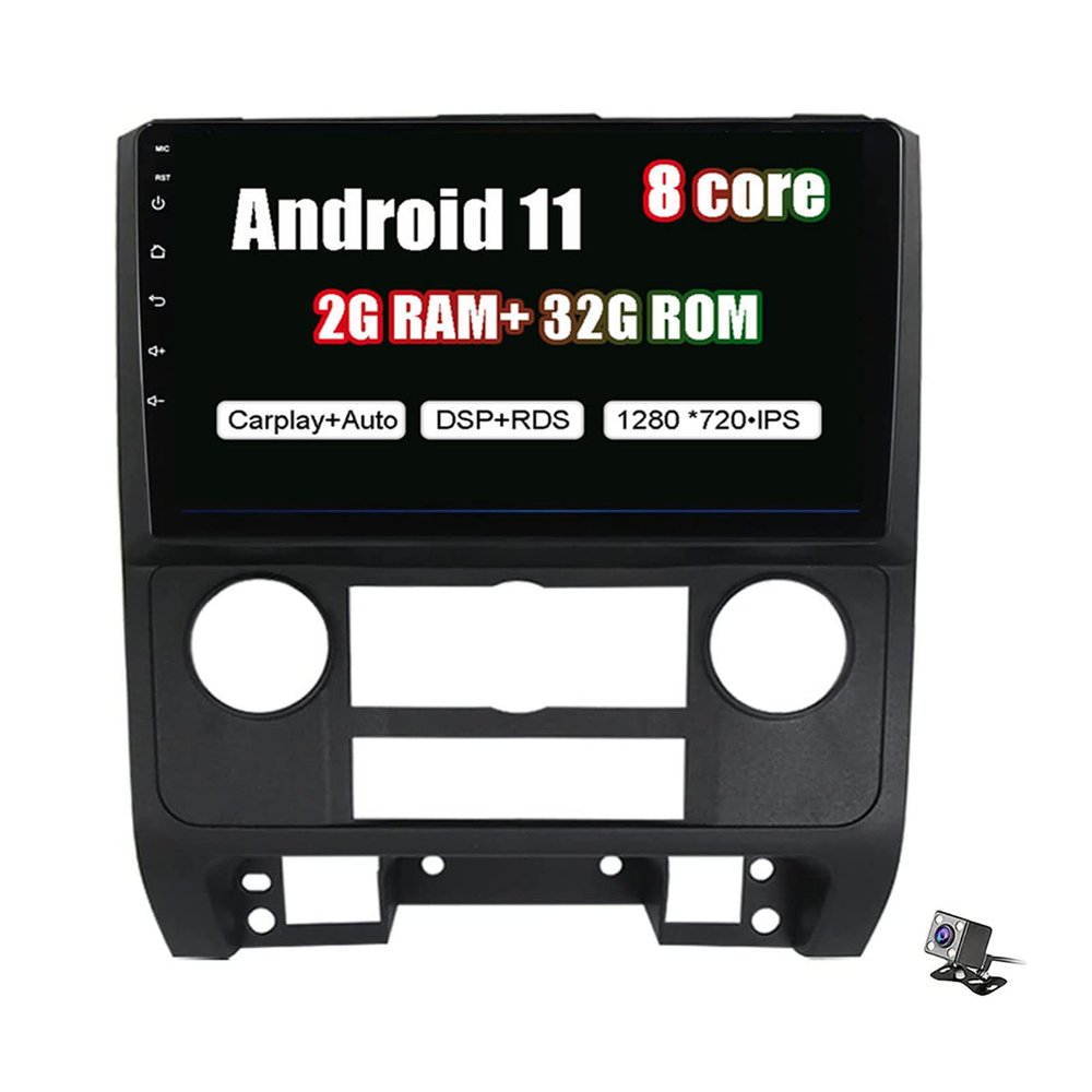 9 Inch Double Din Car Stereo Android 11 Car Radio DVD Player Auto GPS Radio Multimedia Player Head Unit for Ford Escape 2007-2012 Support RDS FM USB DSP Carplay DAB+ WiFi Bluetooth