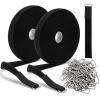 65 Ft x 3/4 Inch Hook and Loop Straps with 100 Metal Buckles, Nylon Fastening Cable Ties Adjustable Cinch Strap, Cut-to-Length, Black view 1