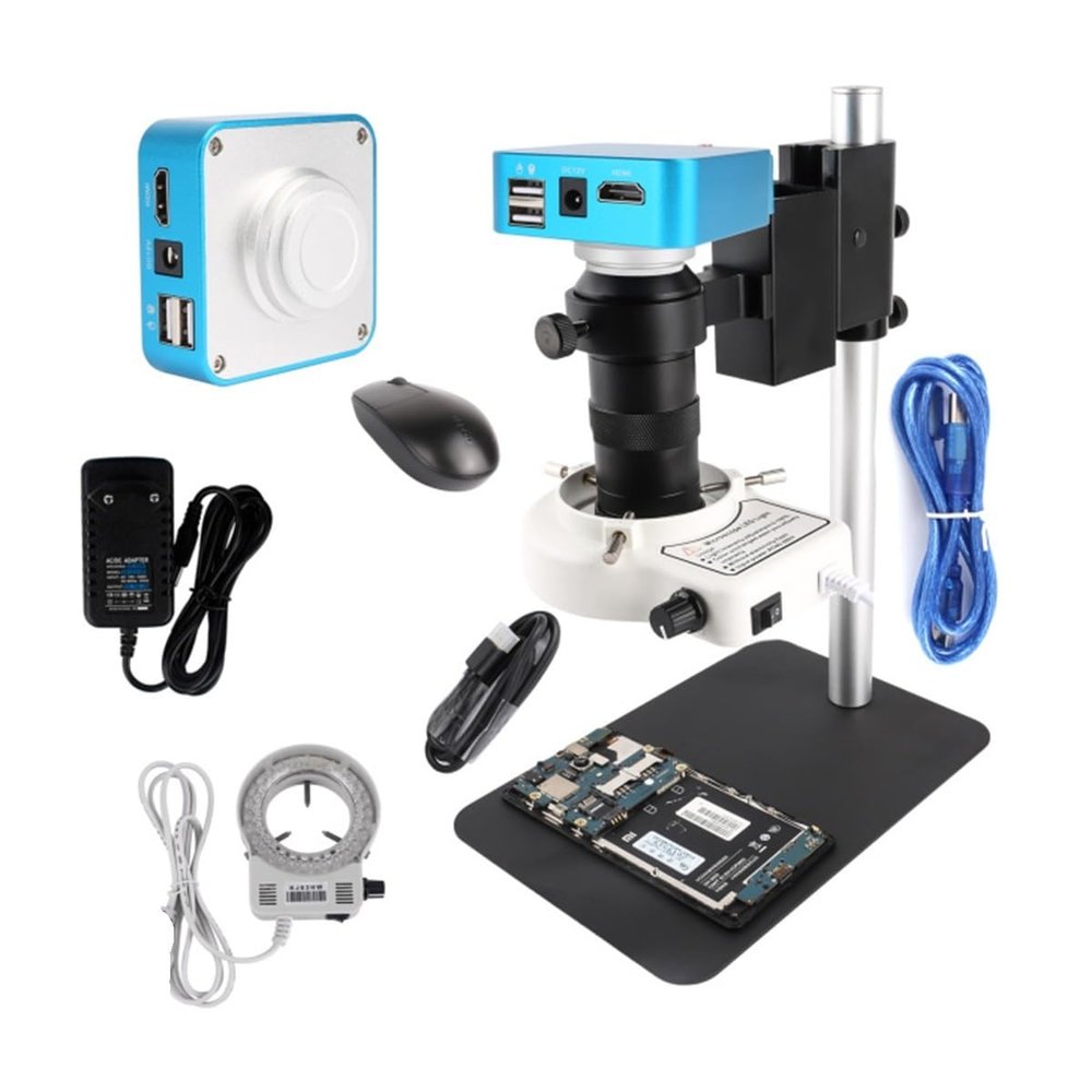 BAHCCE Lab Microscope Slides Industrial Digital Video Microscope Camera Zoom 130X C-Mount Lens with Ring Light Microscope Parts (Color : 48MP HDMI B)