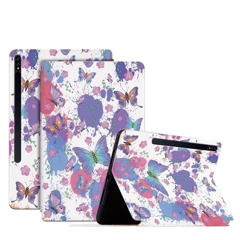 Compatible with/Replacement for Tablet PC Samsung Galaxy Tab S8 11 inch 2022 (SM-X700/SM-X706)/ S7 2020 (SM-T870/T875) PU Leather Flip Stand Magnetic Wallet Case Butterfly Pattern (2)