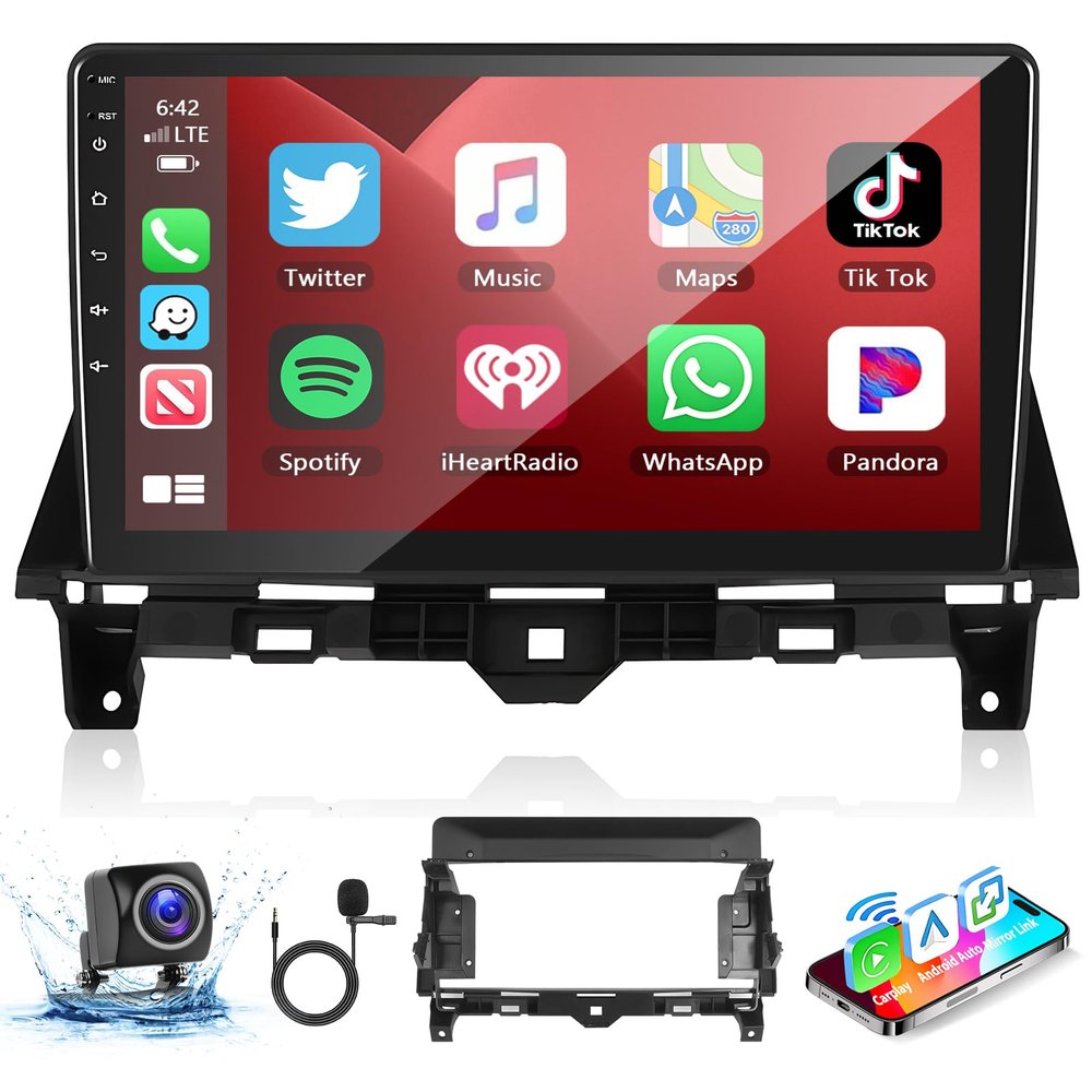 Podofo Wireless Apple Carplay Android Auto Car Stereo for Honda Accord 8th 2008-2013 Radio,10.1 Inch Touch Screen Car Audio Receiver Head Unit with Bluetooth HiFi EQ DSQ FM RDS WiFi+Backup Camera+Mic