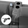 Sofa Dual USB Charging Port Socket, Recessed Installation Power Hub, ABS Material, 2.5M/8.2Ft Meter Cable Length, Suitable for Home, Office Use(Black) view 2
