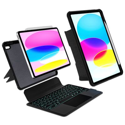 baaaq Keyboard Case Compatible for iPad 10.9 in 10th 2022,A16 11th 2025, Magnetic Detachable Kickstand case ith Bluetooth Backlit Trackpad Keyboard