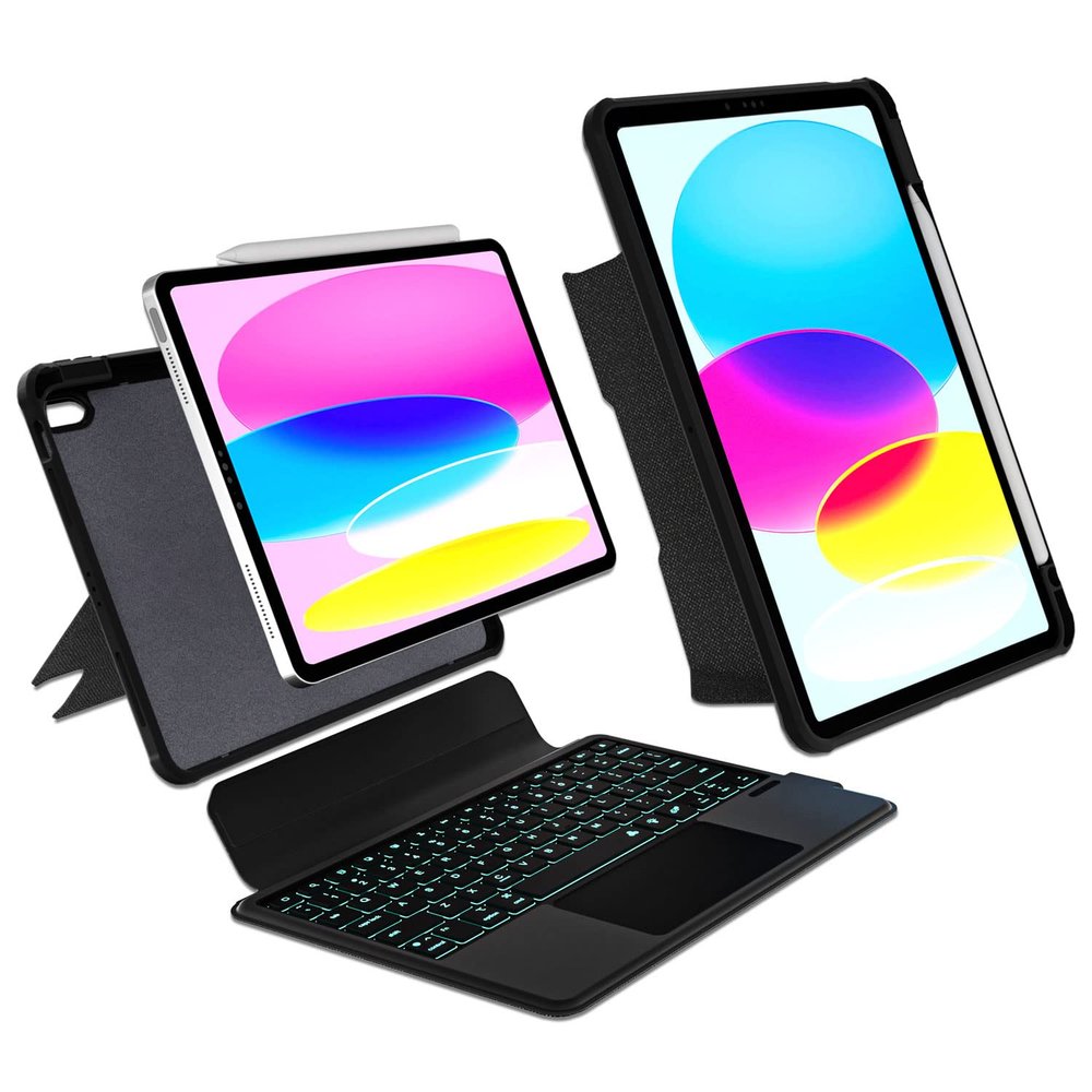 baaaq Keyboard Case Compatible for iPad 10.9 in 10th 2022,A16 11th 2025, Magnetic Detachable Kickstand case ith Bluetooth Backlit Trackpad Keyboard