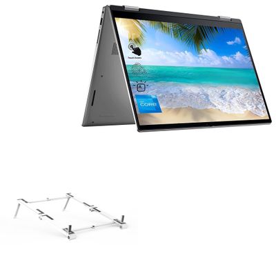 BoxWave Stand and Mount Compatible with Dell Inspiron 14 2-in-1 (7420) - Pocket Aluminum Stand 3-in-1, Portable Multi Angle Viewing Riser - Metallic Silver