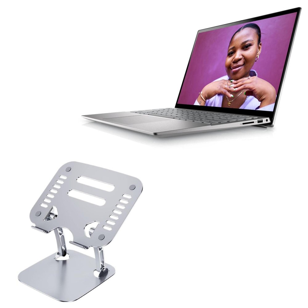 BoxWave Stand and Mount Compatible with Dell Inspiron 14 (5425) - Executive VersaView Laptop Stand, Ergonomic Adjustable Viewing Angle Metallic Riser - Metallic Silver