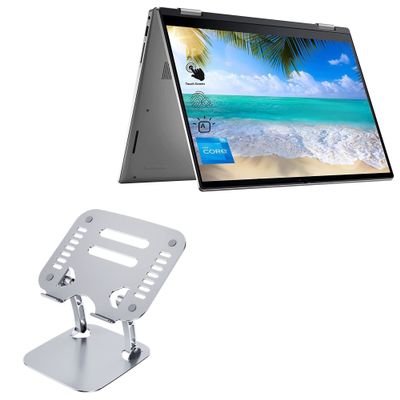 BoxWave Stand and Mount Compatible with Dell Inspiron 14 2-in-1 (7420) - Executive VersaView Laptop Stand, Ergonomic Adjustable Viewing Angle Metallic Riser - Metallic Silver