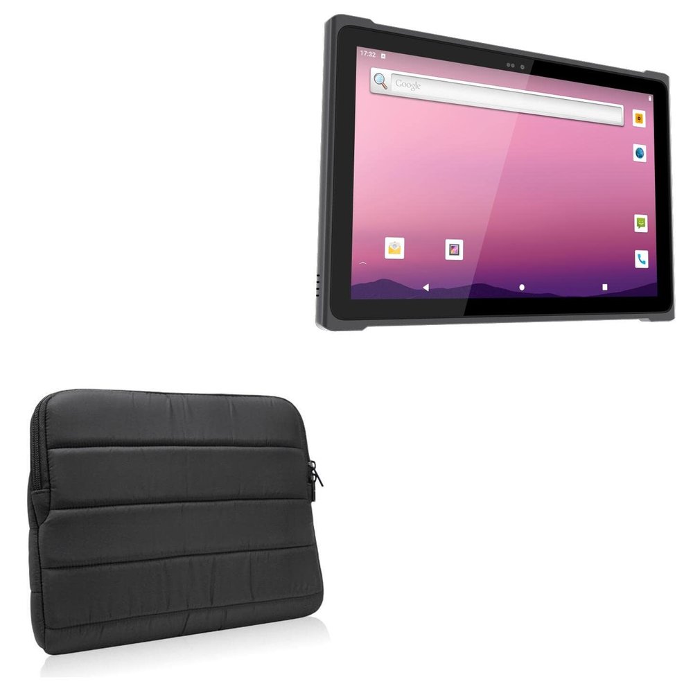 BoxWave Case Compatible with Emdoor EM-T195 - Polar Jacket, Puffy Padded Material Zip Up Sleeve Pouch - Jet Black
