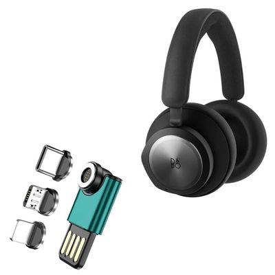 BoxWave Cable Compatible with Bang & Olufsen Beoplay Portal - MagnetoSync mini Adapter, Magnet Charging Cable USB Type-C Micro USB - Teal
