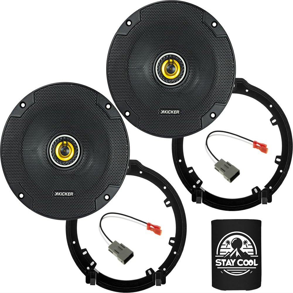 KICKER Front Door 6.5 Speakers Kit for Honda Civic 2006-2020 Upgrade Kit - Pair of CS Series 6 1/2 Inch Coaxial Speakers with Adapters and Harnesses - CSC65, 46CSC654
