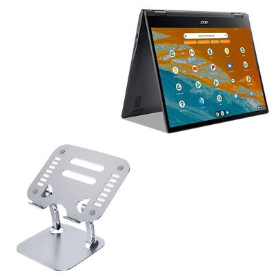 BoxWave Stand and Mount Compatible with Acer Chromebook Spin 513 (CP513-2H) - Executive VersaView Laptop Stand, Ergonomic Adjustable Viewing Angle Metallic Riser - Metallic Silver