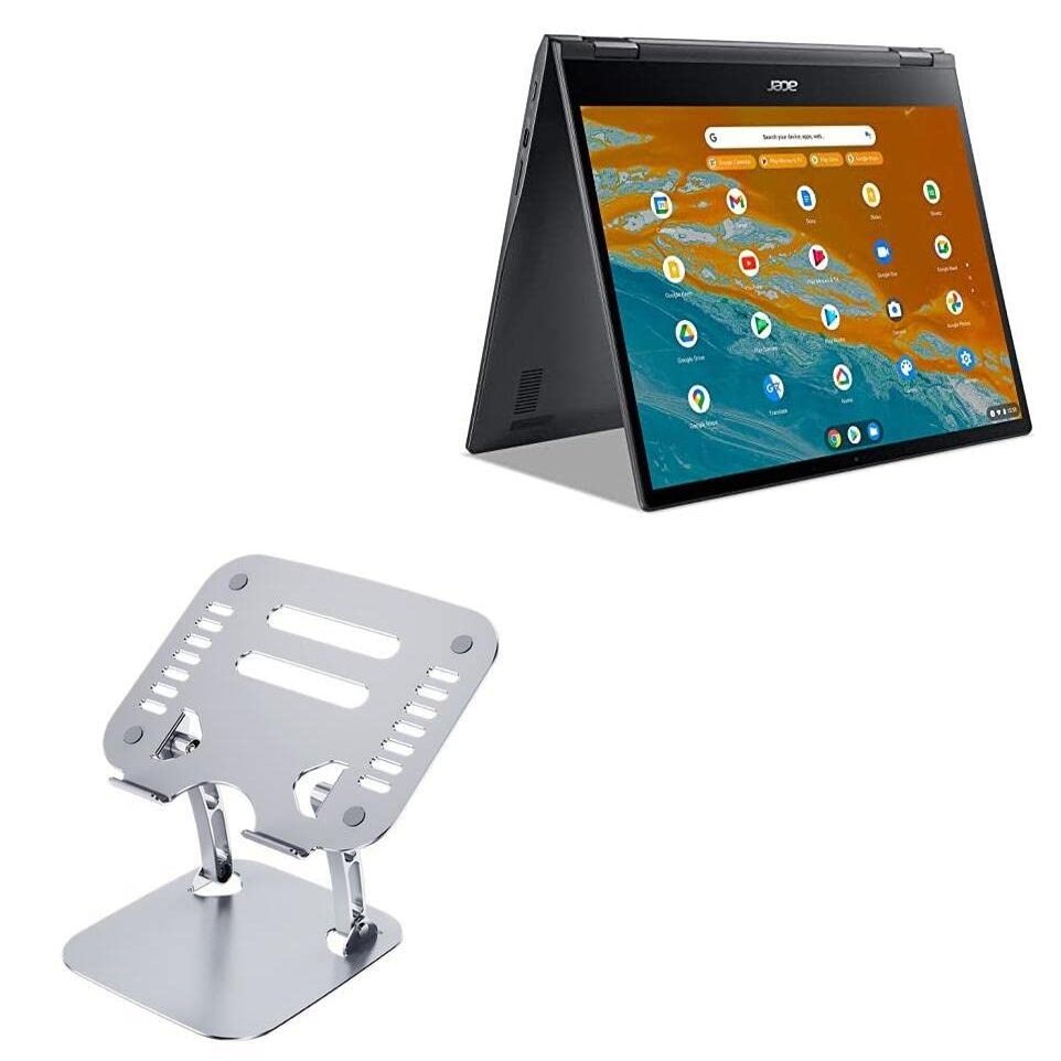 BoxWave Stand and Mount Compatible with Acer Chromebook Spin 513 (CP513-2H) - Executive VersaView Laptop Stand, Ergonomic Adjustable Viewing Angle Metallic Riser - Metallic Silver