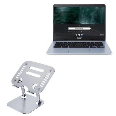 BoxWave Stand and Mount Compatible with Acer Chromebook 314 (CB314-3H) - Executive VersaView Laptop Stand, Ergonomic Adjustable Viewing Angle Metallic Riser - Metallic Silver