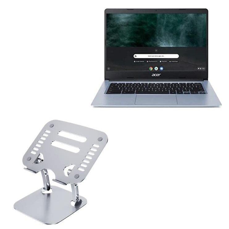 BoxWave Stand and Mount Compatible with Acer Chromebook 314 (CB314-3H) - Executive VersaView Laptop Stand, Ergonomic Adjustable Viewing Angle Metallic Riser - Metallic Silver
