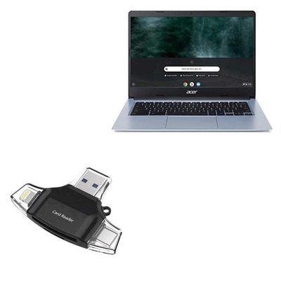 BoxWave Smart Gadget Compatible with Acer Chromebook 314 (CB314-3H) - AllReader SD Card Reader, microSD Card Reader SD Compact USB - Jet Black