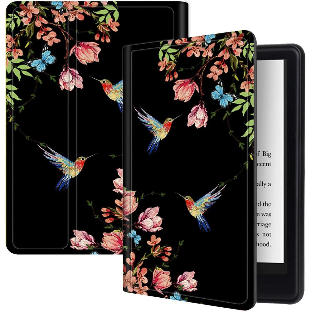Hummingbird Floral Sakura Case 6" All-New Kindle (11th Generation-2024/2022 Release), Shockproof PU Leather Folding Stand Slim Case with Auto Sleep/Wake for Kindle 11th 2022