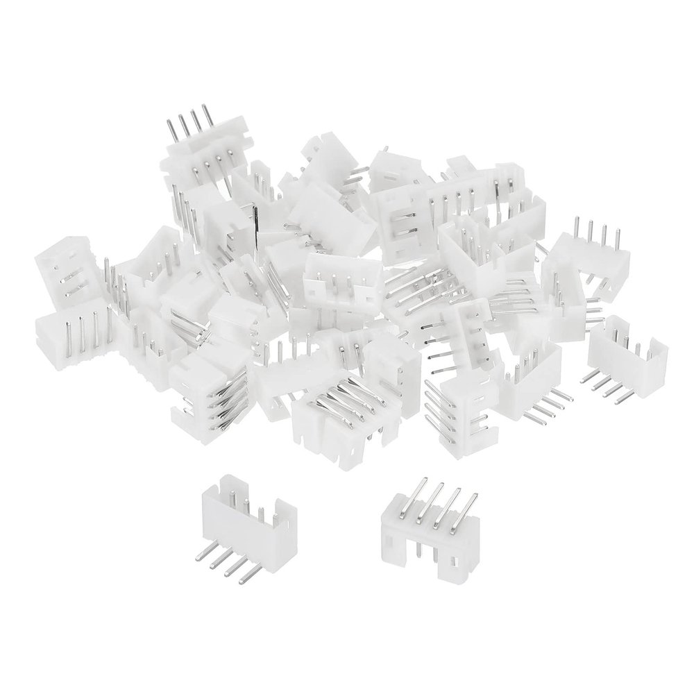 MECCANIXITY 2.0mm Connector 4 Pin Male Adapter Right Angle Pin Header White Socket for Wire to Board Connection, 50 Pack