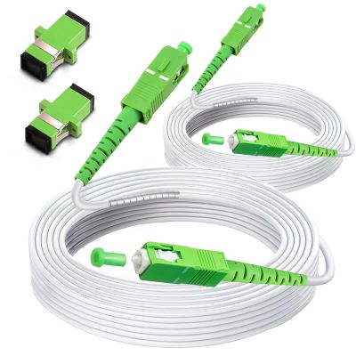 Bangun (30m - 2Pack) SC/APC to SC/APC Fiber Optic Internet Cable, Armored Single Mode Patch Cable, Fiber Optic Jumper Optical Patch Cord - SIMPLEX - 9/125um - OS1/OS2 Compatible, LSZH White