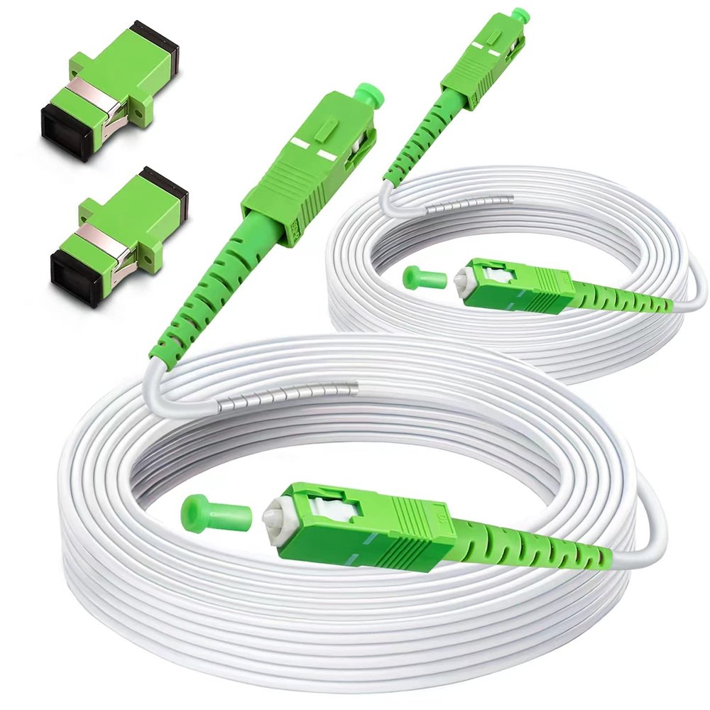 Bangun (30m - 2Pack) SC/APC to SC/APC Fiber Optic Internet Cable, Armored Single Mode Patch Cable, Fiber Optic Jumper Optical Patch Cord - SIMPLEX - 9/125um - OS1/OS2 Compatible, LSZH White