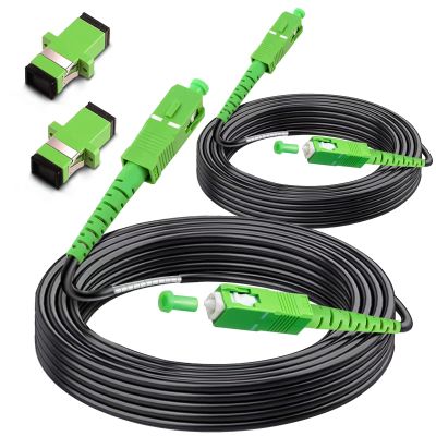 Bangun (10m - 2Pack) SC/APC to SC/APC Fiber Optic Internet Cable, Outdoor Armored Single Mode Patch Cable, Fiber Optic Jumper Optical Patch Cord - SIMPLEX - 9/125um - OS1/OS2 Compatible, LSZH Black