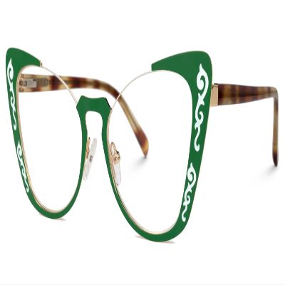 VOOGLAM Green Metal Cat Eye Blue Light Blocking Glasses, Fashion Glasses Frame for Women Anti Eyestrain & UV