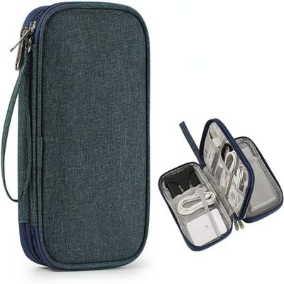 YFEIQI electronic cable manager, travel cable sorting bag, electronic accessories storage bag, waterproof and dust-proof protective cover, travel necessities (Blue)