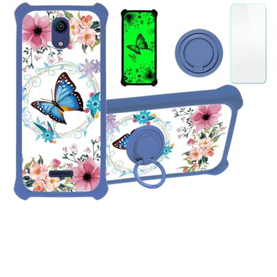 jioeuinly Cricket Vision 2 Case Compatible with Cricket Vision 2(U304ac) Phone Case Cover [with Tempered Glass Screen Protector][Hard PC + Soft Silicone][Luminous Effect] YGL-LHD