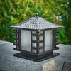 CHENKUI Galvanized Sheet Glass LampShade Courtyard Style Post Light Outdoor Villa LED Square Column Headlight Chinese Style Waterproof High Brightness Post Lights for Deck Garden Patio Landscape view 4