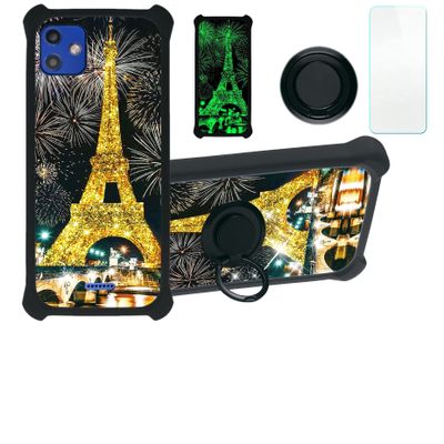 jioeuinly Sky Device Elite P55 Case Compatible with Sky Device Elite P55 Phone Case Cover [with Tempered Glass Screen Protector][Hard PC + Soft Silicone][Gold Glitter+Luminous] JSH-TT