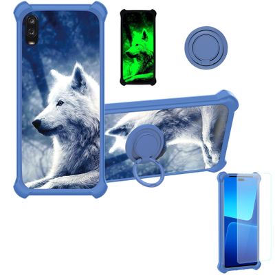 jioeuinly Jitterbug Smart 3 Case Compatible with Lively Smart Phone Case for TCL A2X Case A508DL Cover [with Tempered Glass Screen Protector][Hard PC + Soft Silicone][Luminous Effect] YGL-LAN