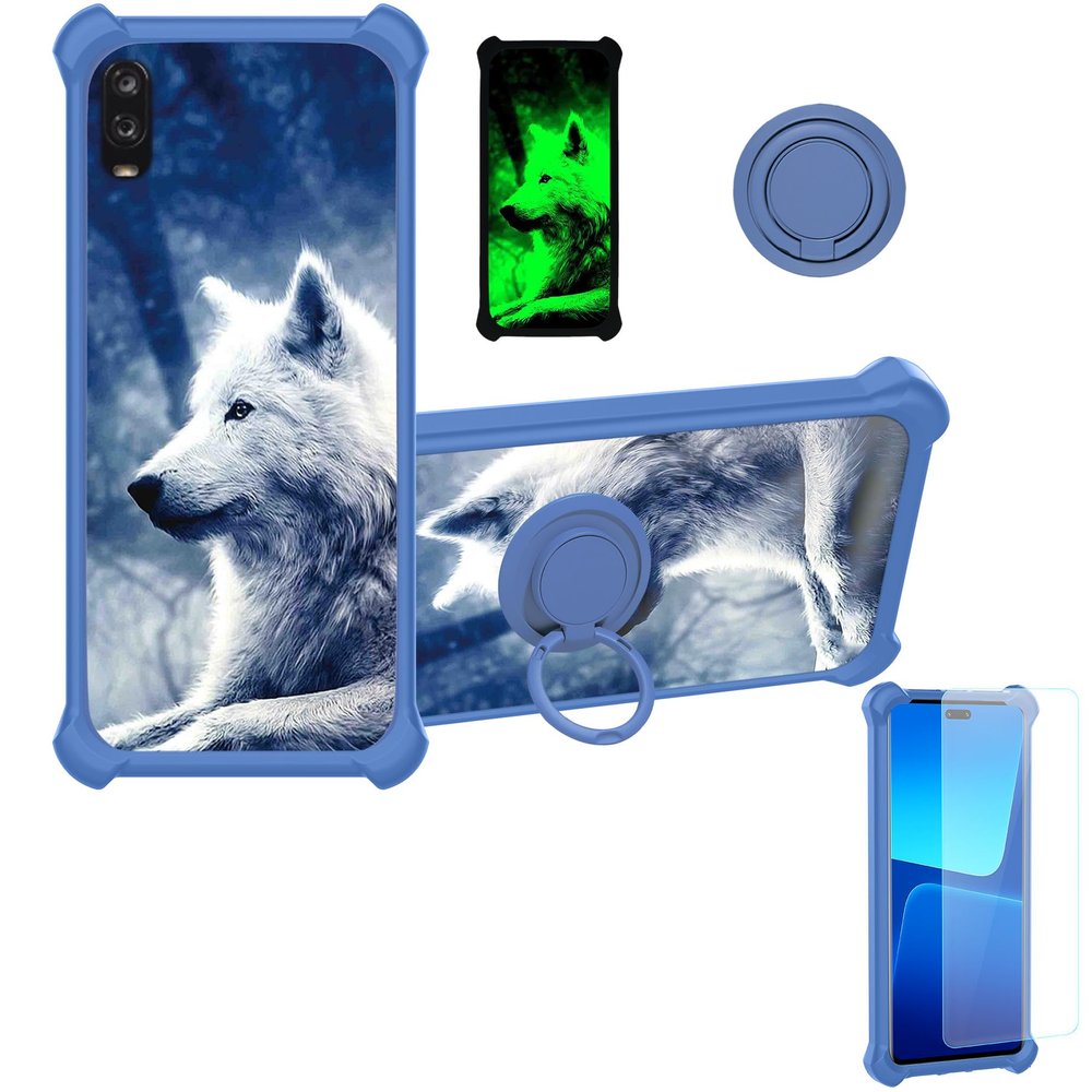 jioeuinly Jitterbug Smart 3 Case Compatible with Lively Smart Phone Case for TCL A2X Case A508DL Cover [with Tempered Glass Screen Protector][Hard PC + Soft Silicone][Luminous Effect] YGL-LAN