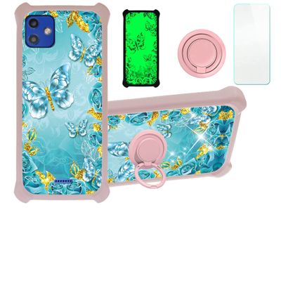 jioeuinly Sky Device Elite P55 Case Compatible with Sky Device Elite P55 Phone Case Cover [with Tempered Glass Screen Protector][Hard PC + Soft Silicone][Gold Glitter+Luminous] JSF-YHD