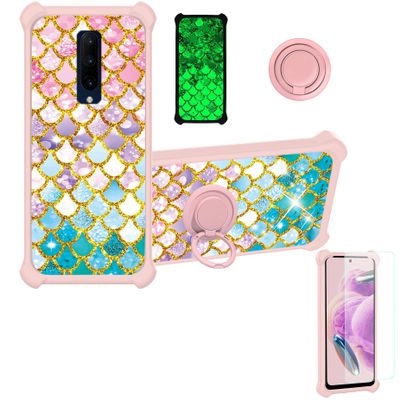 jioeuinly Case for Oneplus 7 Pro Case Compatible with Oneplus 7 Pro Phone Case Cover [Hard PC + Soft Silicone][Gold Glitter+Luminous] JSF-YL