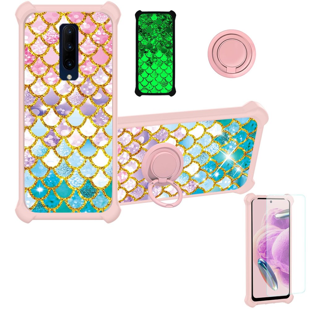 jioeuinly Case for Oneplus 7 Pro Case Compatible with Oneplus 7 Pro Phone Case Cover [Hard PC + Soft Silicone][Gold Glitter+Luminous] JSF-YL