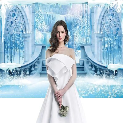 10x6.5ft Castle Backdrop Winter Wonderland Ice Castle Photography Backdrop Blue Ice Snowflake Background Winter Snow Landscape for Princess Girl Baby Shower Kids Birthday Party
