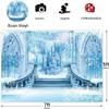 10x6.5ft Castle Backdrop Winter Wonderland Ice Castle Photography Backdrop Blue Ice Snowflake Background Winter Snow Landscape for Princess Girl Baby Shower Kids Birthday Party view 2