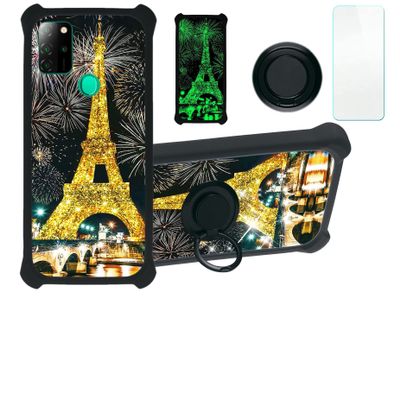 jioeuinly Blu G91 Case Compatible with Blu G91 Phone Case Cover [with Tempered Glass Screen Protector][Hard PC + Soft Silicone][Gold Glitter+Luminous] JSH-TT