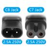 PNGKNYOCN IEC 320 C8 to C7 Power Adapter90 Degree 250V 2.5A 8 Figure C8 Male to C7 Female Extension Power Adapter2-Pack view 3