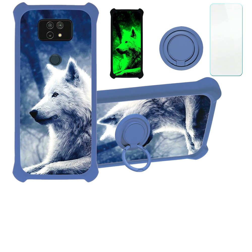 jioeuinly ATT Maestro Max Case Compatible with ATT Maestro Max Phone Case Cover [with Tempered Glass Screen Protector][Hard PC + Soft Silicone][Luminous Effect] YGL-LAN
