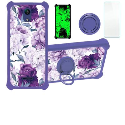 jioeuinly Cricket Vision 2 Case Compatible with Cricket Vision 2(U304ac) Phone Case Cover [with Tempered Glass Screen Protector][Hard PC + Soft Silicone][Luminous Effect] YGZ-ZSH