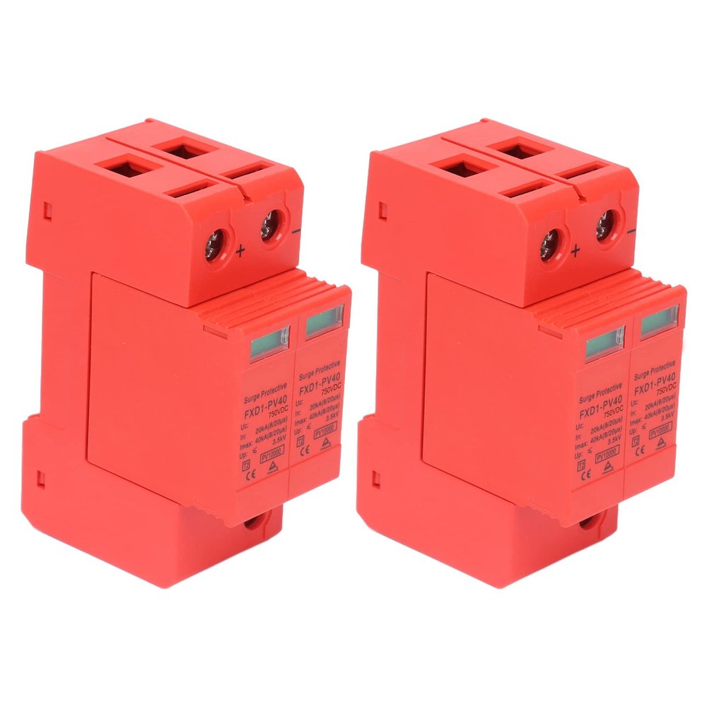 2Pcs Protective Devices DC Photovoltaic Arrester 40kA Maximum Discharge Current 2P Rail Easy Installation(DC 750V)