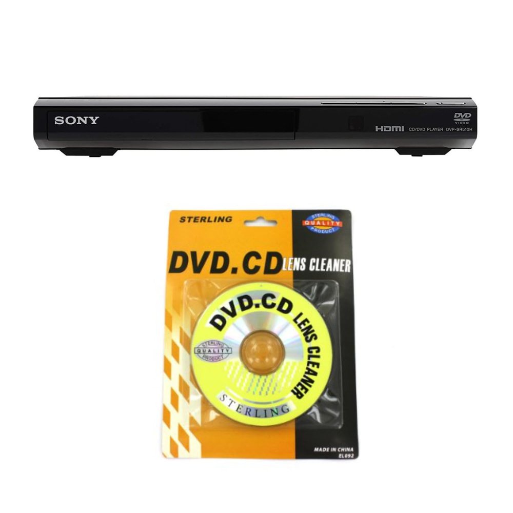 Sony DVP-SR510H 1080p Upscaling DVD Player Bundle with CD/DVD Lens Cleaner (2 Items)