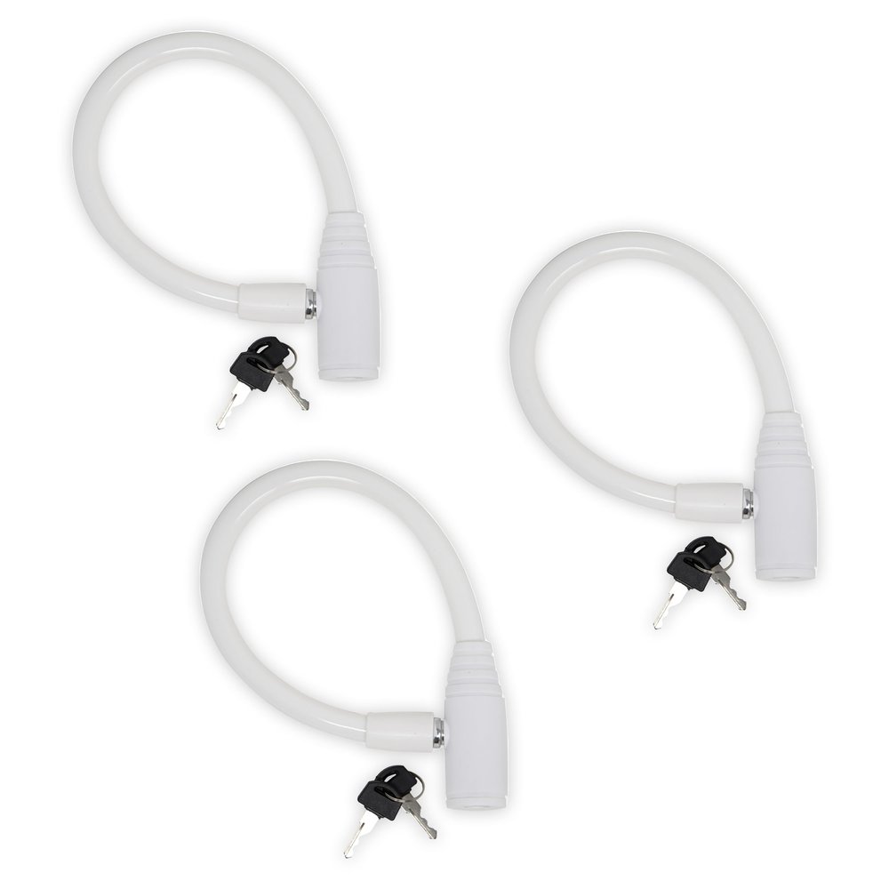 Urban August Child-Proof Refrigerator Lock for Kids & Adults - Lock for French Door Fridge and Cabinet (Small, White - 3 Pack Keyed Alike)