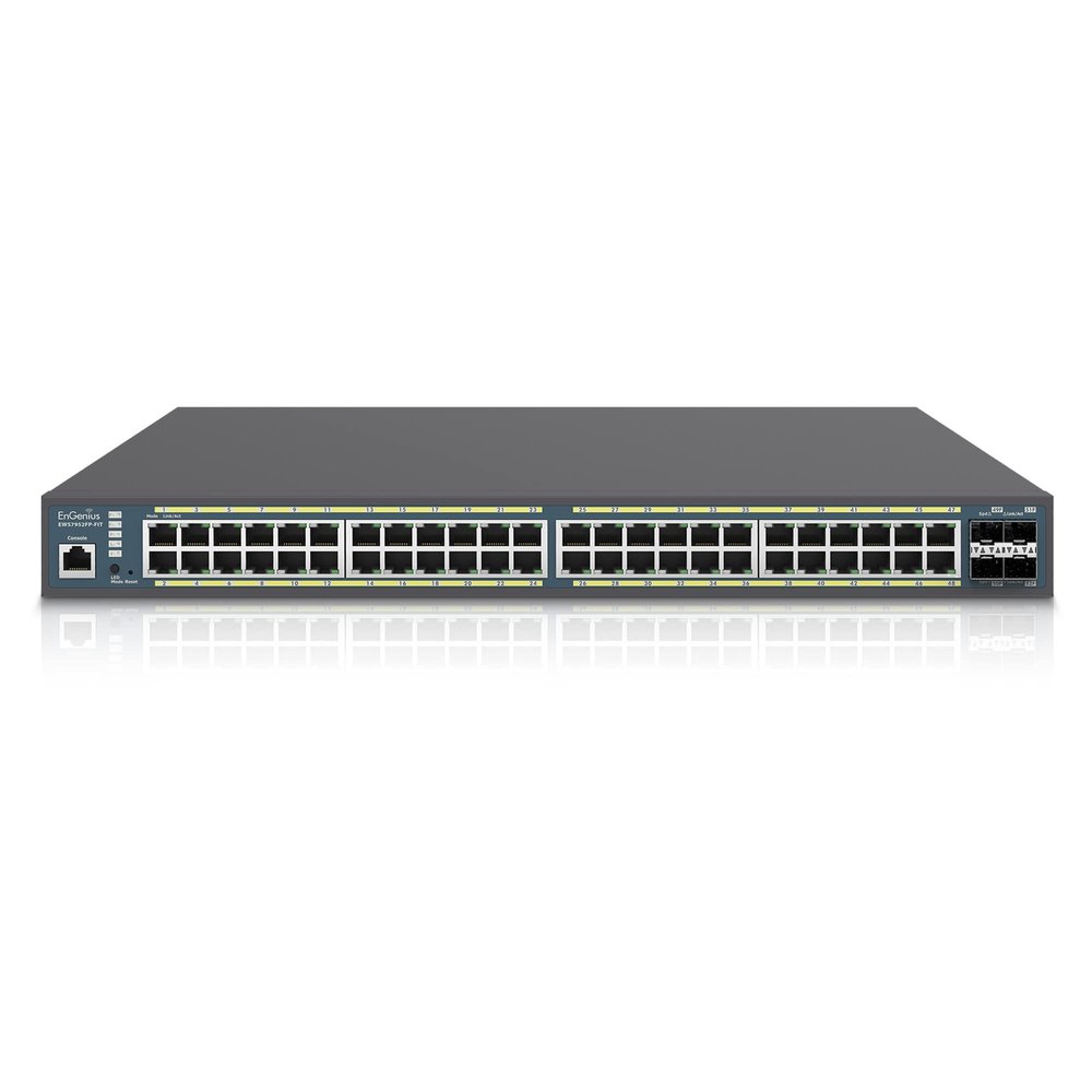EnGenius Fit EWS7952FP-FIT 48-Port Gigabit PoE+ Managed Switch - 740W Power Budget, Layer 2+ Management, 4 SFP Uplinks for Enterprise Networks