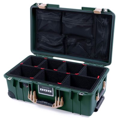 Trekking Green & Tan Pelican 1535 Air case. With TrekPak Dividers & mesh lid organizer.