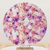 Renaiss 7.5x7.5ft Rose Flowers Round Backdrop Cover Pink Purple White Rose Wall Circle Photography Background Wedding Bridal Shower Baby Shower Girls Birthday Party Decor Floral Arch Photo Booth Props view 1